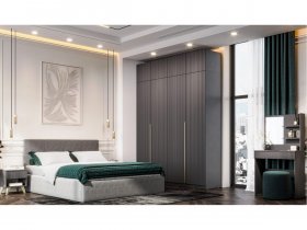 Гардеробная Эккервуд (графит) в Половинном - polovinnoe.mebel-nsk.ru | фото
