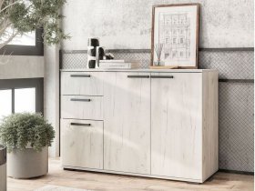 Комод Стандарт-3 NEW (дуб крафт белый) в Половинном - polovinnoe.mebel-nsk.ru | фото