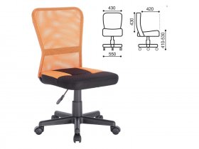 Кресло компактное BRABIX Smart MG-313, без подлокотников, комбинированное, черное/оранжевое в Половинном - polovinnoe.mebel-nsk.ru | фото