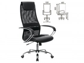 Кресло офисное BRABIX PREMIUM Stalker EX-608 CH, хром, ткань-сетка/кожзам, черное в Половинном - polovinnoe.mebel-nsk.ru | фото