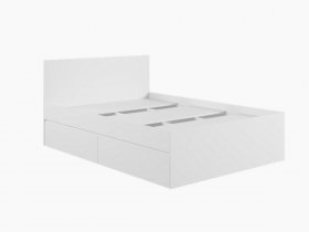 Кровать двуспальная с ящиками 1,4м Мадера-М1400 (белый) в Половинном - polovinnoe.mebel-nsk.ru | фото