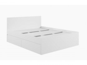 Кровать двуспальная с ящиками 1,6м Мадера-М1600 (белый) в Половинном - polovinnoe.mebel-nsk.ru | фото