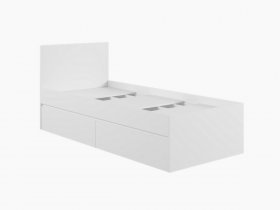 Кровать односпальная с ящиками 0,9м Мадера-М900 (белый) в Половинном - polovinnoe.mebel-nsk.ru | фото