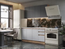Кухонный гарнитур Ника 1,6 м (графит/серый софт) в Половинном - polovinnoe.mebel-nsk.ru | фото