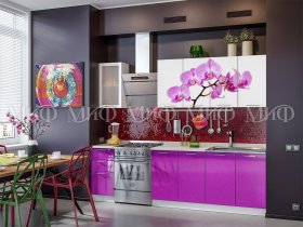 Кухонный гарнитур Орхидея (фиолетовый) в Половинном - polovinnoe.mebel-nsk.ru | фото