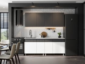 Кухонный гарнитур София (2,0м) (бланж/графит матовый) в Половинном - polovinnoe.mebel-nsk.ru | фото