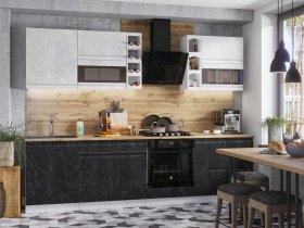 Модульная кухня Бруклин (белый/черный бетон) в Половинном - polovinnoe.mebel-nsk.ru | фото