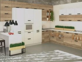 Модульная кухня Фиджи 2,3м (крафт) в Половинном - polovinnoe.mebel-nsk.ru | фото