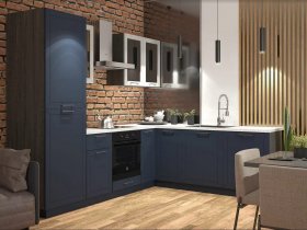 Модульная кухня Глэдис (тёмно-синий софт/корпус анкор темный) в Половинном - polovinnoe.mebel-nsk.ru | фото