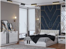 Модульная спальня Магнолия  (белый глянец) в Половинном - polovinnoe.mebel-nsk.ru | фото