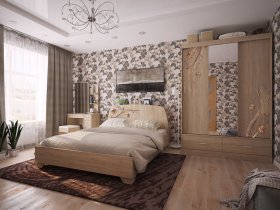 Модульная спальня Виктория-1 (дуб сонома) в Половинном - polovinnoe.mebel-nsk.ru | фото