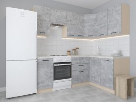 Модульная угловая кухня 1,4м*2,1м Лада (цемент) в Половинном - polovinnoe.mebel-nsk.ru | фото
