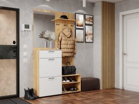 Прихожая Монтана (дуб крафт золотой/белый) в Половинном - polovinnoe.mebel-nsk.ru | фото
