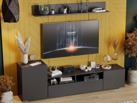 Стенка «Сильвия» (графит серый) в Половинном - polovinnoe.mebel-nsk.ru | фото
