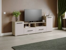 Тумба под ТВ Парус-2 (дуб крафт серый/кашемир) в Половинном - polovinnoe.mebel-nsk.ru | фото